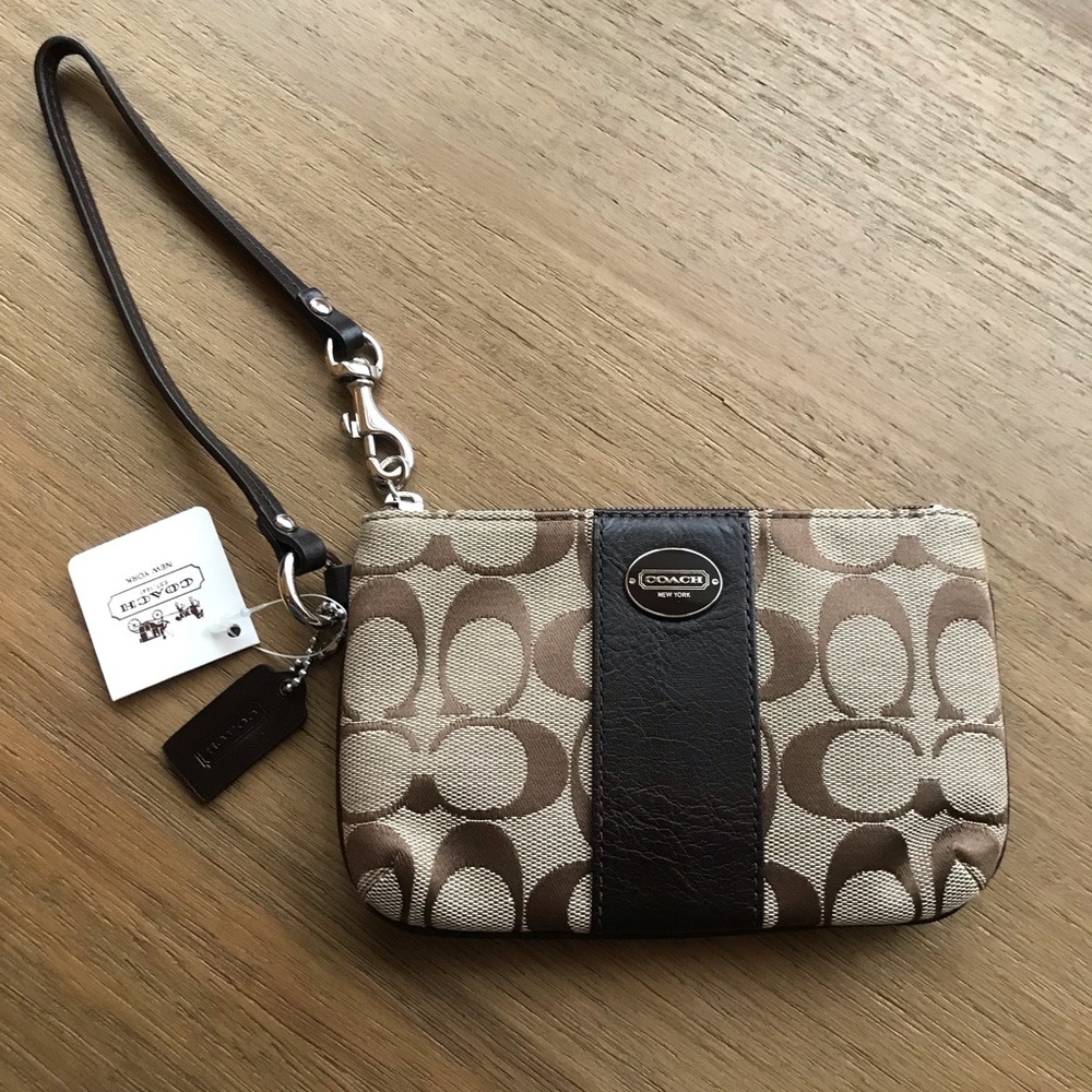 Coach Signature Stripe Wristlet
